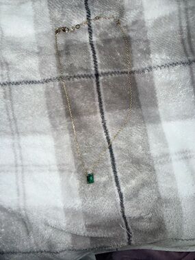 Swarovski Gold-Tone Necklace with Emerald Green Rectangular Crystal